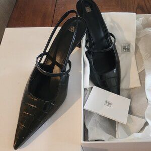 TOTEME Sharp croc-effect leather slingback pumps Size:40 NIB